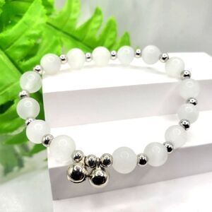Brand New White Stone Silver Lucky Bracelet